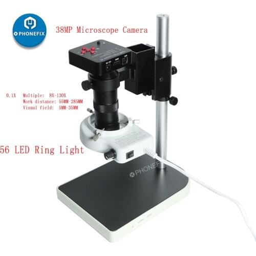 HD HDMI VGA 38MP Industrial Video Microscope Camera 0.1X 0.4X 0.5X Zoom C MOUNT Camera For Phone IC Observe Soldering Repair