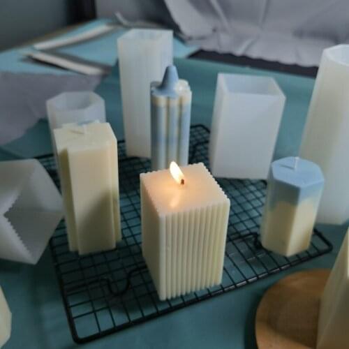 DIY Simple Fine Lines Rectangular Candle Silicone Mold Geometry Handmade Soap Aroma Candle Making Tool Resin Plaster Molds