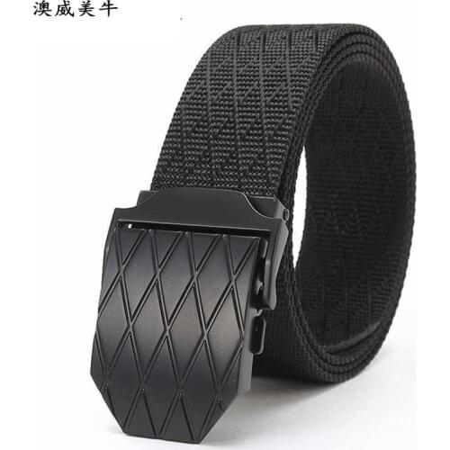 Width 3.8cm Good quality canvas nylon casual luxury Knitted belt Army Alloy buckles Tactics design for men belt male strap n40