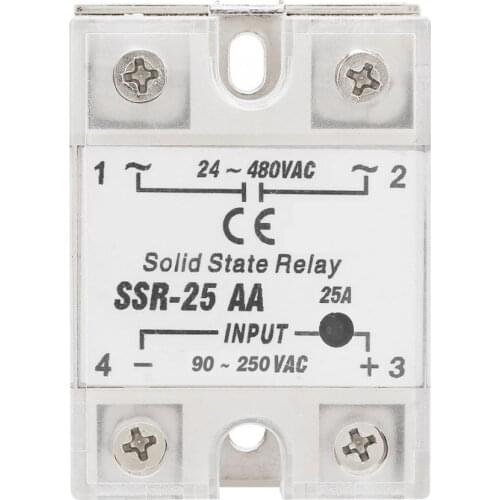 SSR-25 AA 25A Solid State Relay Module SSR AC-AC Input 90-250V AC Output 24-480V AC Solid State Rela