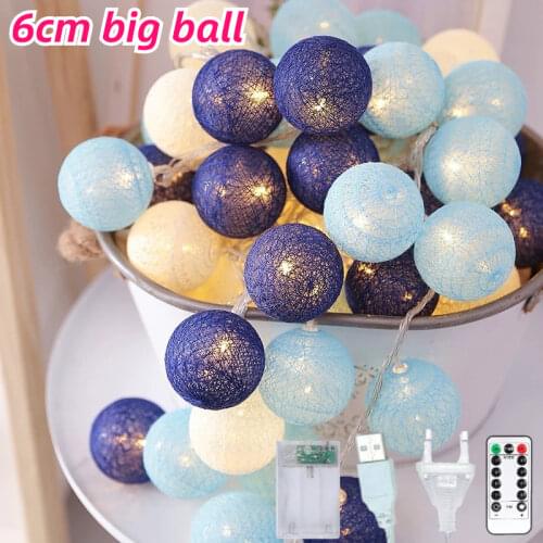 Cotton Ball Light Street Garland Led Chain String Outdoor Lamp USB Battery Plug Bedroom Wedding Birthday Gift Party Decorations