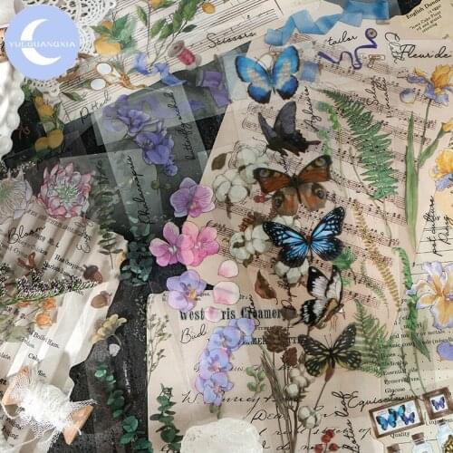 YueGuangXia Botany Lucency Deco Diary Sticker Scrapbooking Planner Motorcyle Decorative Stationery Decals Scooter 6Pcs 6 Designs