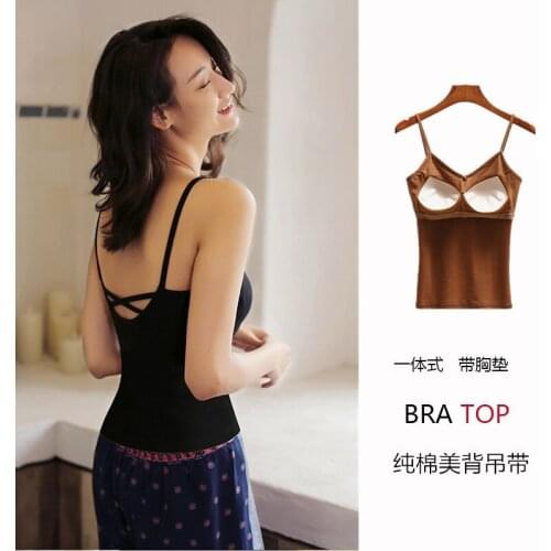 Threaded camisole womens bra pad cup one-piece bra bra underwear summer outer wear inner base shirt