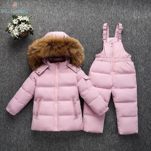 Fashion Winter Jacket For Girls baby girls clothes Winter Coat with hooded sets duck down sets Baby boy Snowsuit Kids clothes