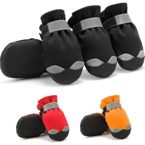 Winter Dog Shoes Reflective Warm Pet Dog Boots Waterproof Dog Rain Shoes Snow Booties For Medium Large Dog Pitbull Red Black