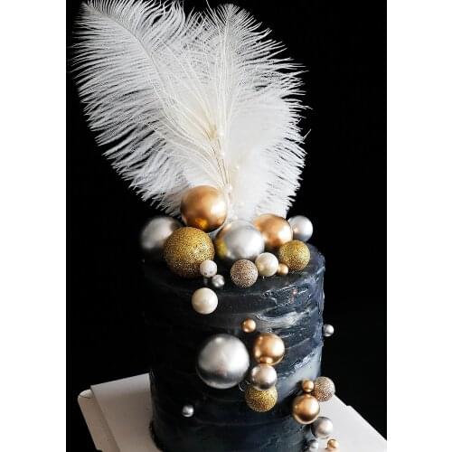 1set Luxury Metal Golden Silver Ball Cake Topper Fence Happy Birthday Balloon Dessert Table Dress Up Plugin Party Decor Supplies