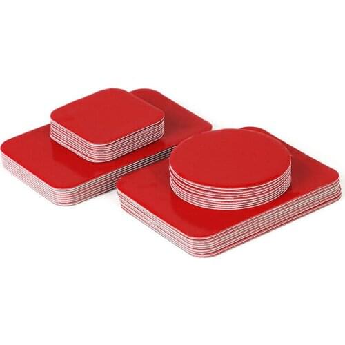 10pcs Acrylic Red Film PET Round/Rectangle Double-Sided Adhesive Tape Transparent Strong Patch Waterproof No Trace Durability