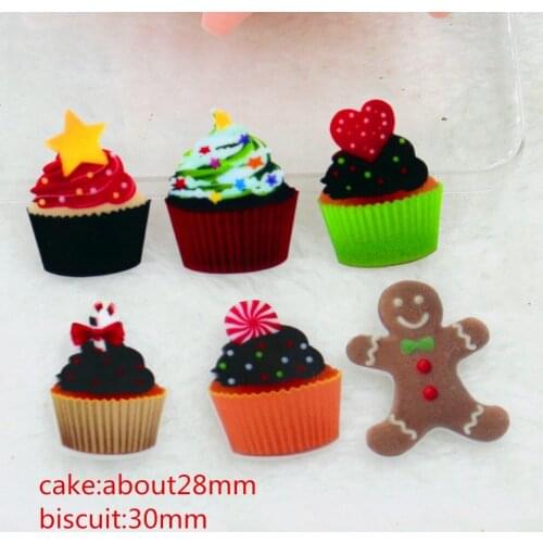 10pcs/lot DIY planar resin Christmas cake biscuit kawaii flat back resin cabochons accessories for kids hair