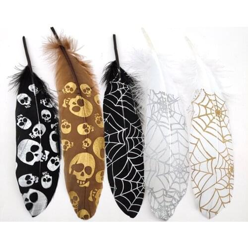 10pcs/lot Spray Gold Fashion Pattern White Goose Feather For Craft Hat Embellishments Floral Arrangement Material Accessories