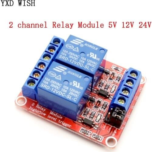 2 channel Relay Module 5V 12V 24V High and Low Level Trigger Relay Control With Optocoupler Two Way Relays DC 5 V 12 V 24 V Volt