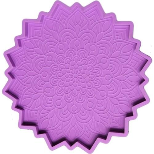 2 Pcs DIY Mandala Coaster Epoxy Resin Mold Flower Cup Mat Casting Silicone Mould