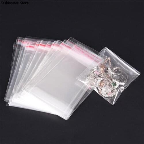 200Pcs/packSelf-adhesive Plastic Resealable Clear Jewelry Pouch Cookie Packaging Bag Bakery Candy Bags Envelope Cellophane Bag