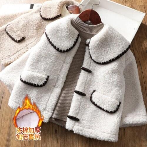 2021 BABY Girls Winter Coat Fake Fur Cotton Padded Warm Overcoats Kids Comfortable Princess Birthday Clothes Children Wear