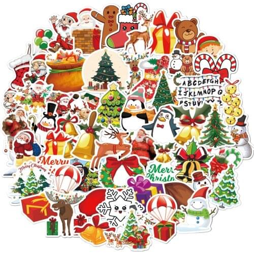 60Pcs Halloween Pumpkin Christmas Decoration Graffiti Stickers Mobile Phone Case Skateboard Suitcase Waterproof Stickers