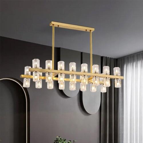 Hardware copper color Restaurant lights Atmospheric circular Glass chandelier Living room lamp bedroom lamp