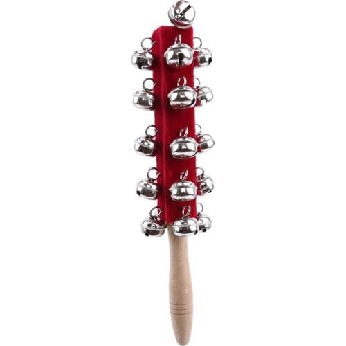 Wooden Handheld Jingle Bells Bar Sleigh Stick Kids Toy Percussion Instrument Toy Party Children Kid Early Education Dance Toy