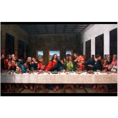 Hand Painted Oil Reproductions Jesus Christ Canvas Oil Painting The Last Supper, Leonardo Da Vinci Painting Art for Living Room Wall