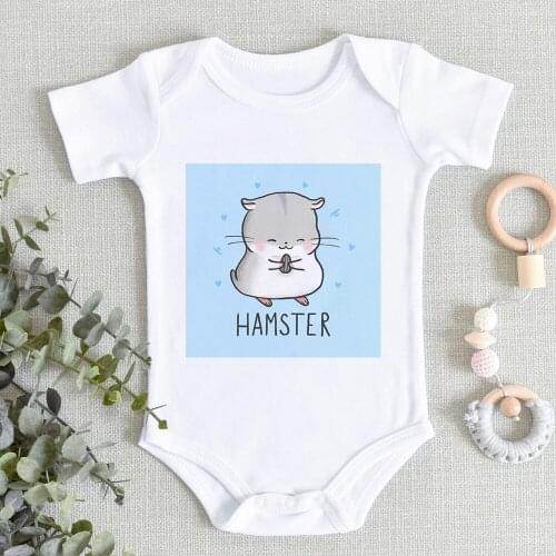 New Vintage 0-24M Ropa De Debe Kawaii Printing Summer Baby Girl Boy Clothes Hipster Graphic Toddler Jumpsuits HAMSTER Animal