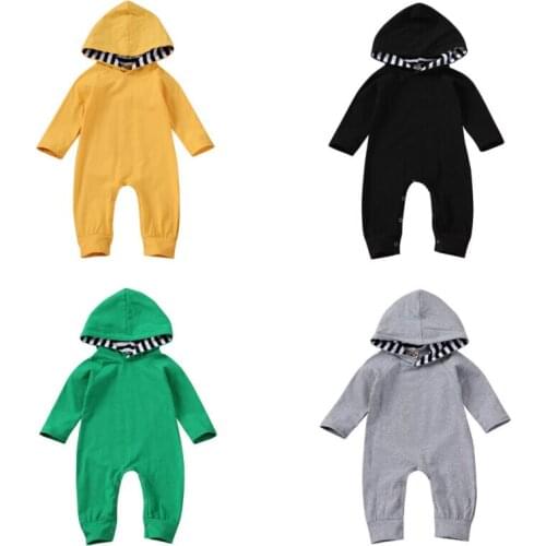 Baby Romper Newborn KIds Baby Boy Girl Clothes Hooded Long Sleeve Romper Jumpsuit Playsuit Outfits Size 0-24M