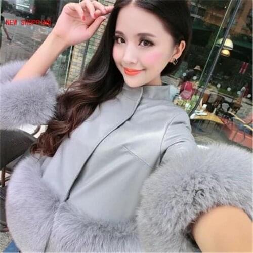 Leather Jacket Women New Autumn Winter Women Pu Leather Coats Faux Fur Overcoat Girls Short Sexy Coat Female Rabbit Hair Outwear