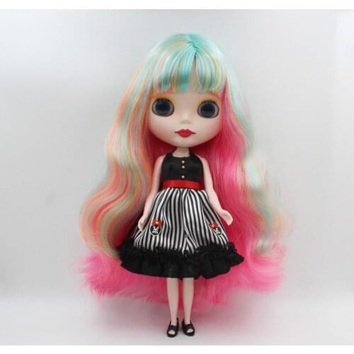 Free Shipping big discount RBL-534 DIY Nude Blyth doll birthday gift for girl 4colour big eye doll with beautiful Hair cute toy