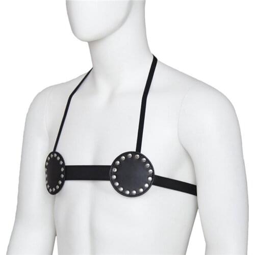 Kinky Sissy Men Faux Leather Studded Body Harness Bra Top Bralette Fetish Cosplay Night Club Sexy Costume