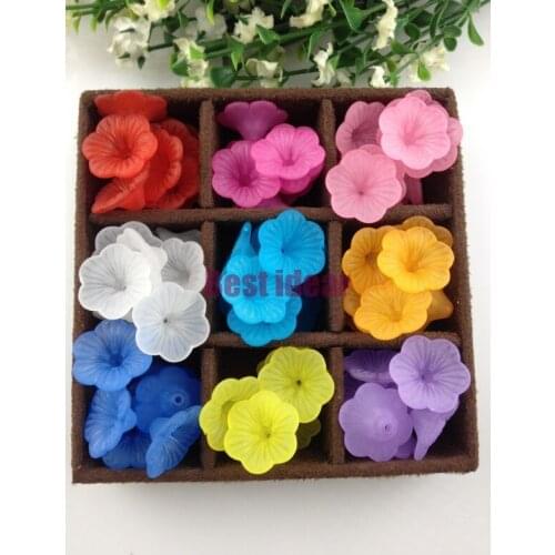 200pcs/lot Frosted Acrylic Beads Plum Blossom Shape 19mm European With a Hole Beads Many color Pick Free shipping