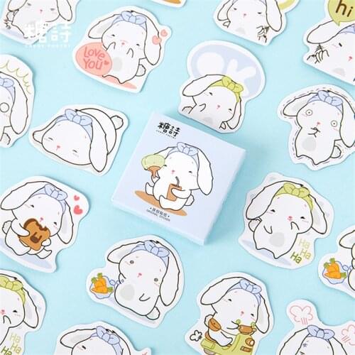Cute White Rabbit Sticker For The Children Creative Decoration Journal Stickers Flakes Handmade Planner Album Crafts Supplies