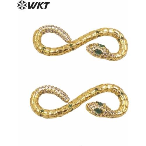 MP187 New Arrivals Gold Electroplated Micro Paved Setting Cubic Zircon Snake Clasp Connector S Pendant For Jewelry Making