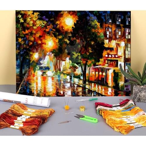 The Glowing Night Pre-Printed 11CT Cross-Stitch Complete Kit DIY Embroidery DMC Threads Handiwork Hobby Needlework Adults