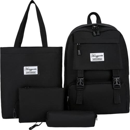 4-piece set Schoolbags Nylon Women Backpack Casual School Backpack Female School Bag For Teenager Girl Children Student Mochilas