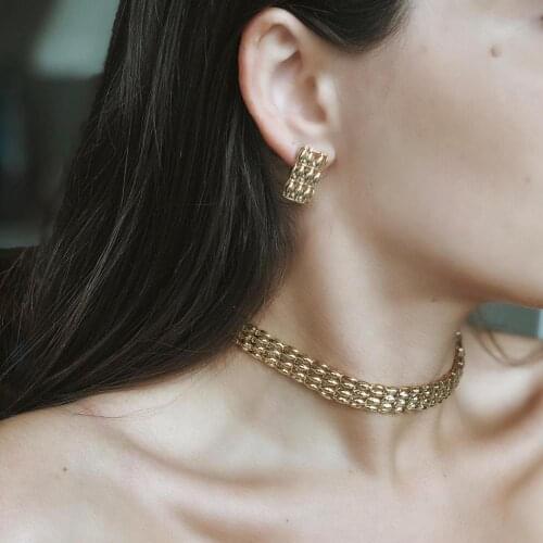 GULCE DERELI, NECKLACE - STUD EARRINGS SET, CHIC SET, GIFT BOX, GOLD/SILVER PLATED