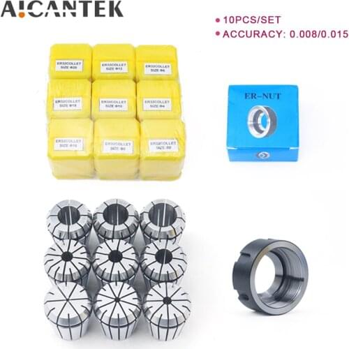 10PCS ER32 Spring Collet Set 2-20mm Precision 0.015/0.008 CNC Chuck ER32UM Nut For Milling Lathe Tools Spindle Motors