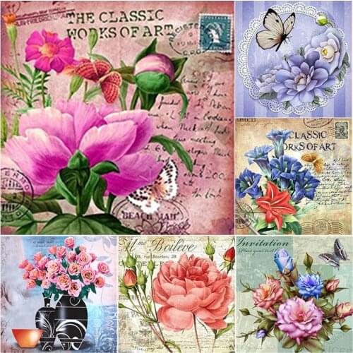 New 5D DIY Scenery Diamond Painting Fresh Flowers Diamond Embroidery Cross Stitch Full Square Round Drill Manual Gift Home Decor