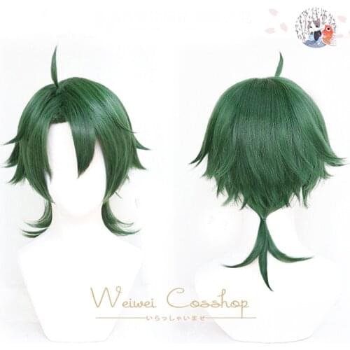 Anime SK∞ Joe Cosplay Wig Green Short Straight Mullet Little Ponytail Fake Hair SK8 the Infinity SK Eight Role Play
