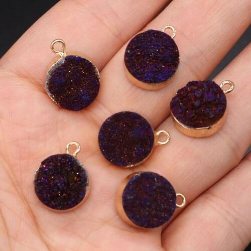 Natural Stone Crystal Cluster Pendants Round Shape Exquisite Charm For jewelry making DIY necklace Earring accessories