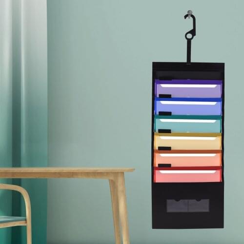 6 Pockets A4 Size Hanging File Folder Accordian File Organizer Wall Organizer Rainbow Color for Home Office School Suppies