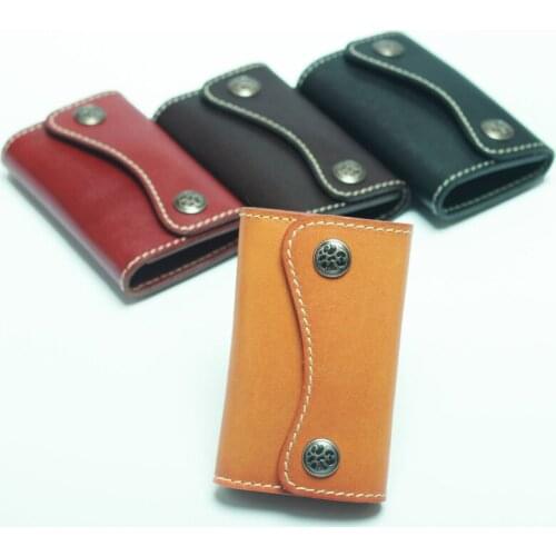 Hot vintage Japanese style keychain vegetable tanned leathe creative casual men women key wallets