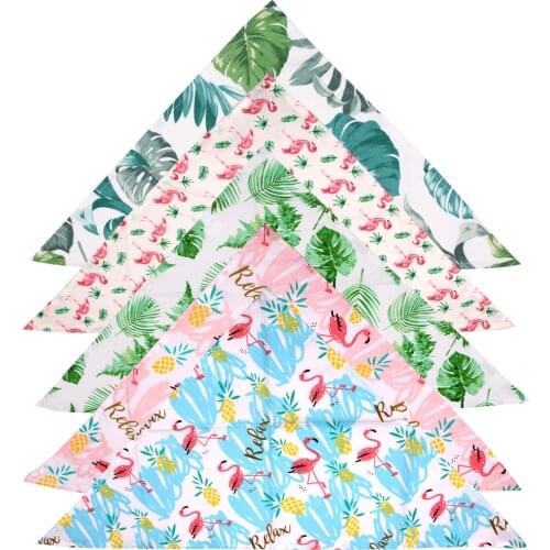 50X Summer Rain Forest&Flamingo Pet Puppy Dog Scarf Bandanas Adjustable Kids/Baby Bibs Triangular Dog Accessories Pet Supplies