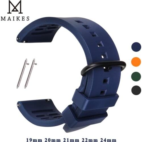 Compatible With Smart Watch Band 20mm 22mm MAIKES Fluoro Rubber Watch Strap With Stainless Steel Buckle Replacement Mens Women