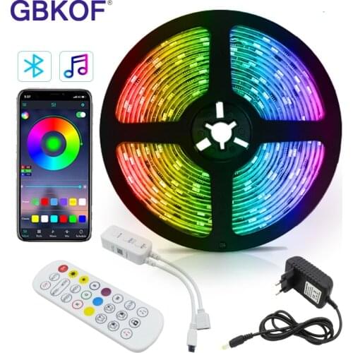 RGB Bluetooth Music LED Strip Light SMD 2835 5050 DC12V Waterproof 5m 10m Diode Ribbon Flexible RGB Lighting Tape +Adapter Plug