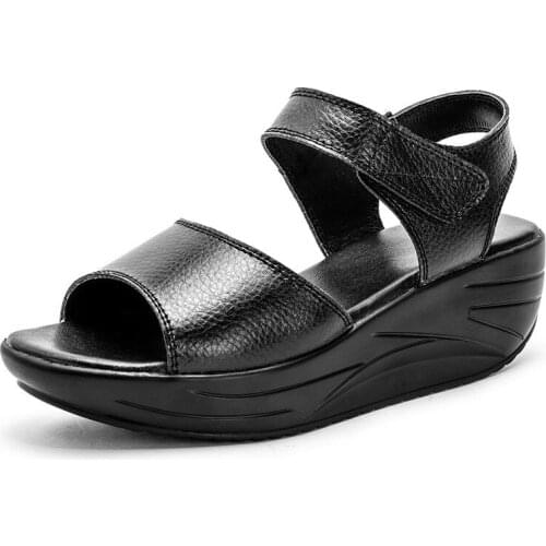 Women Sandals Genuine Leather White Sandals Woman Sandals 2020 Summer Wedges Shoes For Women Fashion Sapato Feminino Sandal