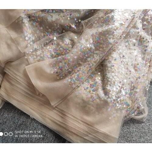 130CM Color sequin embroidery mesh fabric dress sewing fabric diy material handmade decoration childrens clothing fabric