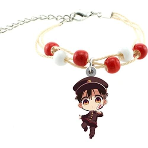 TAFREE ground-bound teenager Hanako-kun funny cartoon character charm red and white beaded acrylic bracelet