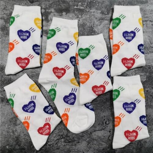 Crew Street Fashion Colored Socks Stripe Cartoon Sweet Cute Love Heart Cotton Harajuku Happy Korean Japanese Multi Color Funny