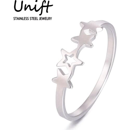Unift Starry Middle Hollow Pentagon Vintage Ring for Women Girl Wedding Party Engagement Finger Aesthetic Bague Anillo Wholesale