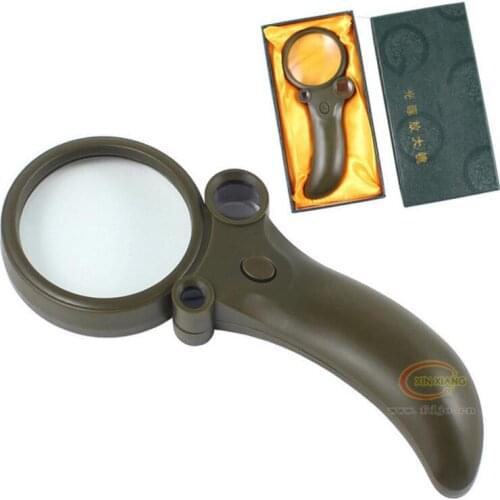 2.5X 25X 55X Army Green Gift Handheld Reading Magnifier Office Magnifying Glass with Handle for Old Man Children Insect Viewer