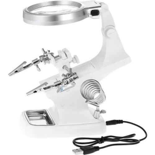 Multi-Function Welding LED Magnifier 3X/4.5X Magnifying Glass Alligator Clip 360 Degree Rotation Repair Tool Magnifying Glass
