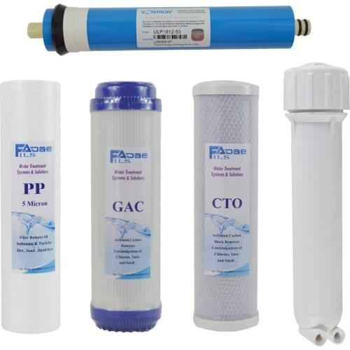 Reverse Osmosis System Spare parts 10" PP+GAC+CTO+50G Membrane Elements+Membrane Housing( 5 PACKED)