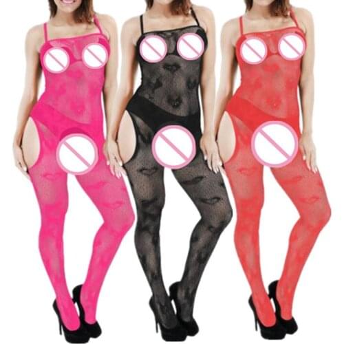 Women Hot Pajamas Charm Heart Jumpsuits New Arrival Sexy Lingerie Nightwear Crotchless Body Stocking Bodysuit Fishnet Underwear